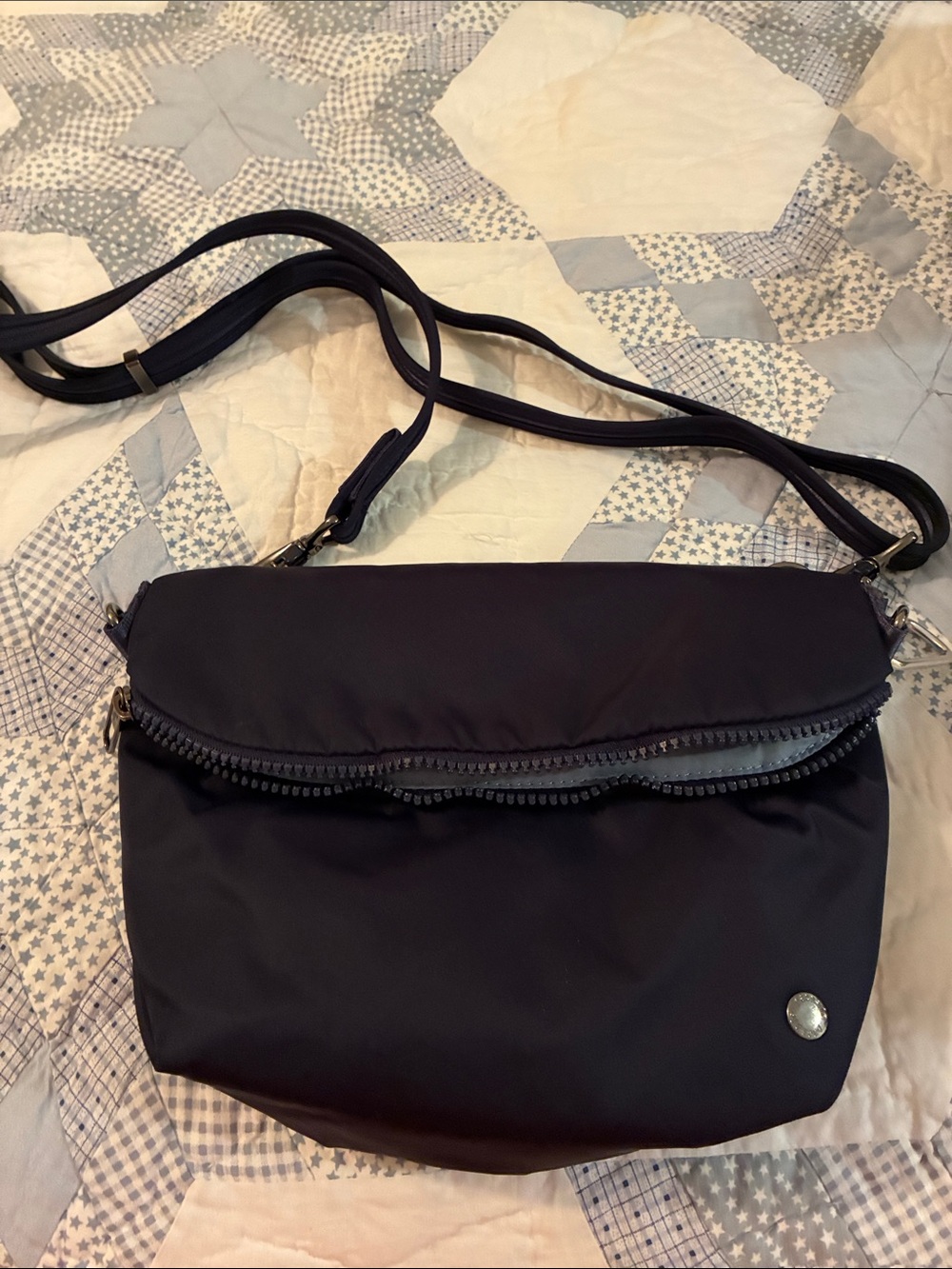 Nylon Fold-Over Crossbody Bag in Navy